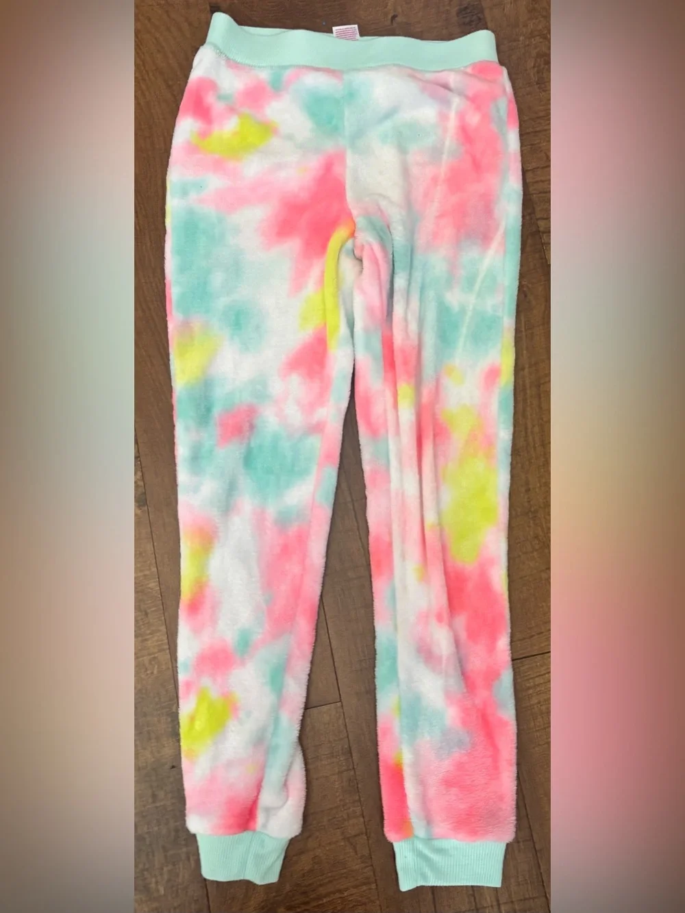 Justice girl youth tie dye 2 two piece pajama set size large 12/14 fleece